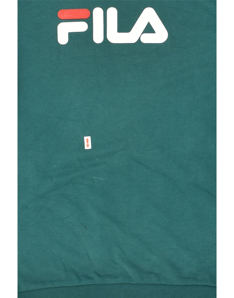 FILA Boys Graphic Sweatshirt Jumper 13-14 Years Green Cotton | Vintage Fila | Thrift | Second-Hand Fila | Used Clothing | Messina Hembry 