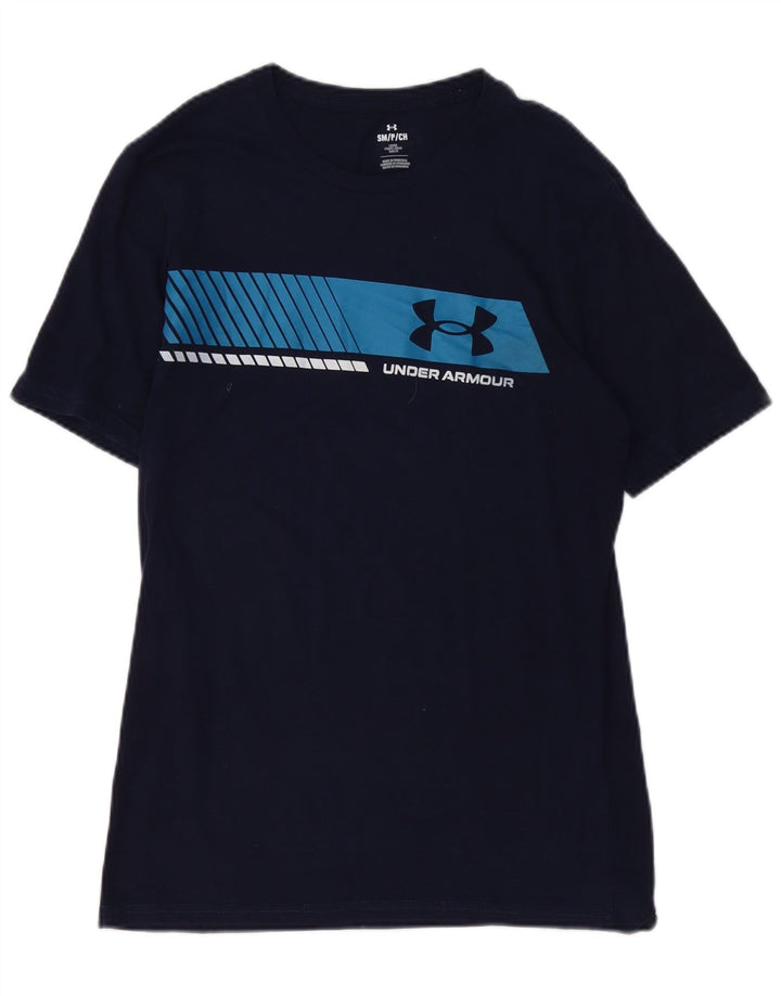 UNDER ARMOUR Mens Graphic T-Shirt Top Small Navy Blue Cotton