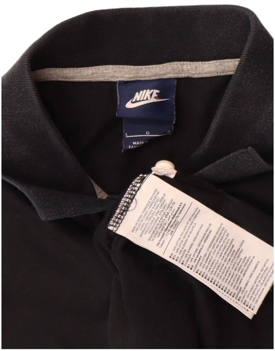Nike Mens Graphic Polo Shirt Large Black Colourblock Cotton