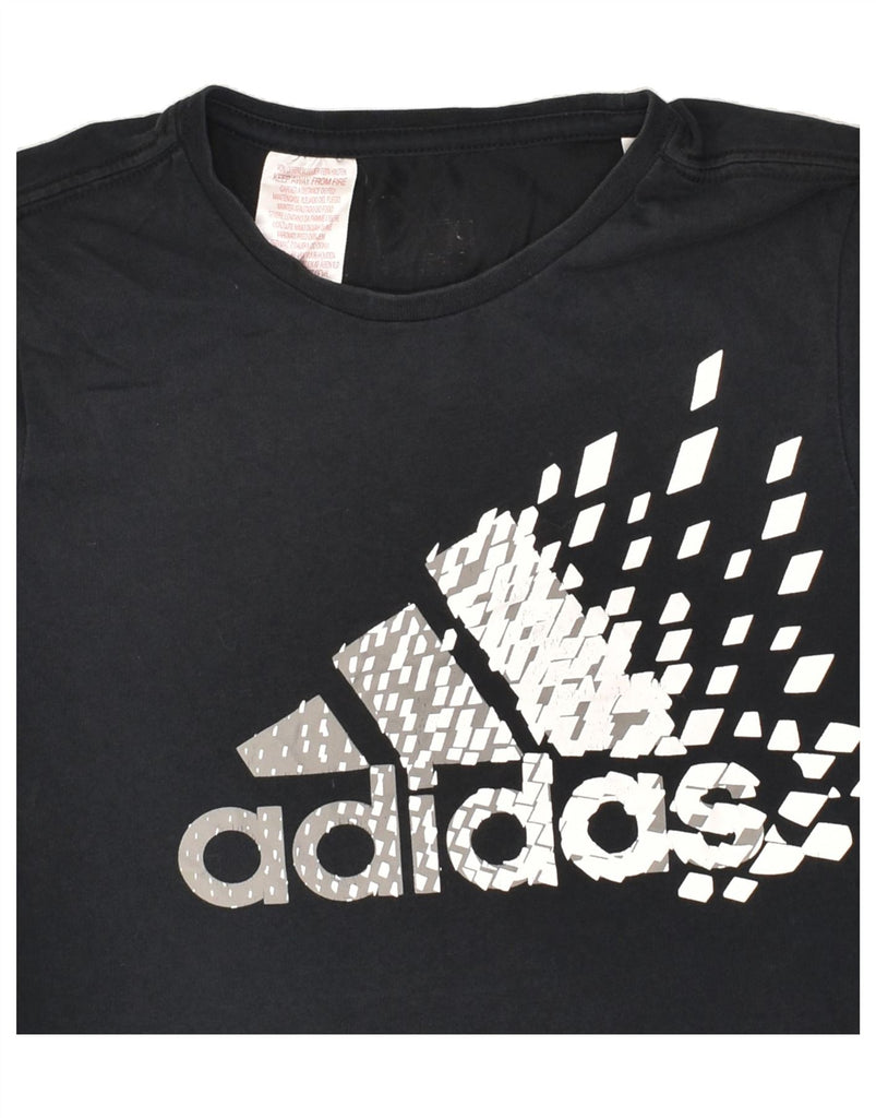 ADIDAS Boys Graphic T-Shirt Top 9-10 Years Black Cotton | Vintage Adidas | Thrift | Second-Hand Adidas | Used Clothing | Messina Hembry 