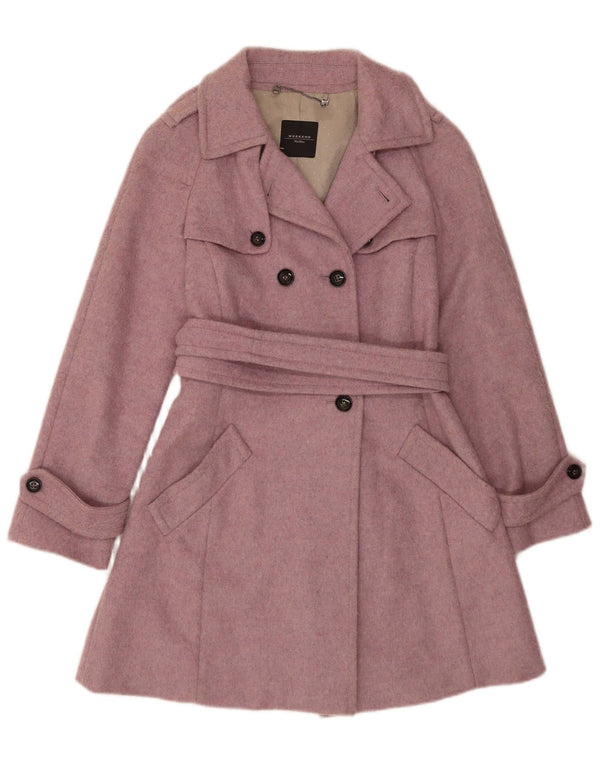 Max Mara Womens Weekend Oversized Trench Coat UK 6 XS Pink Virgin Wool