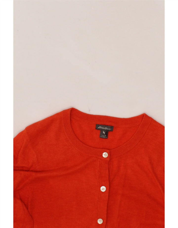 EDDIE BAUER Womens Cardigan Sweater UK 10 Small Orange Cotton Vintage Eddie Bauer and Second-Hand Eddie Bauer from Messina Hembry 