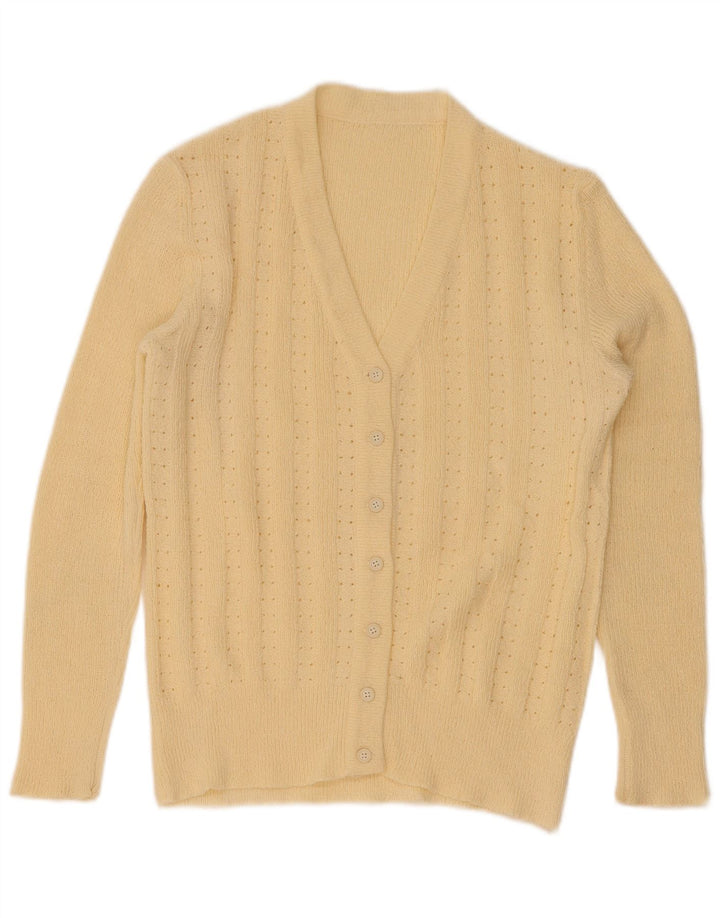Vintage Womens Cardigan Sweater UK 12 Medium Yellow