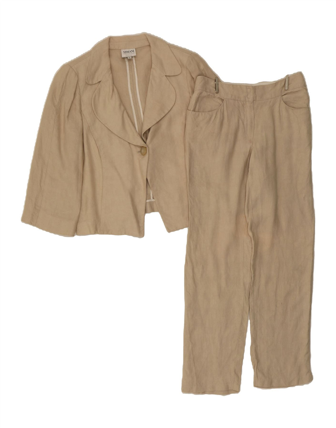 ARMANI COLLEZIONI Womens 1 Button 2 Piece Set IT 44 Medium W28 L29 Beige Vintage Armani Collezioni and Second-Hand Armani Collezioni from Messina Hembry 