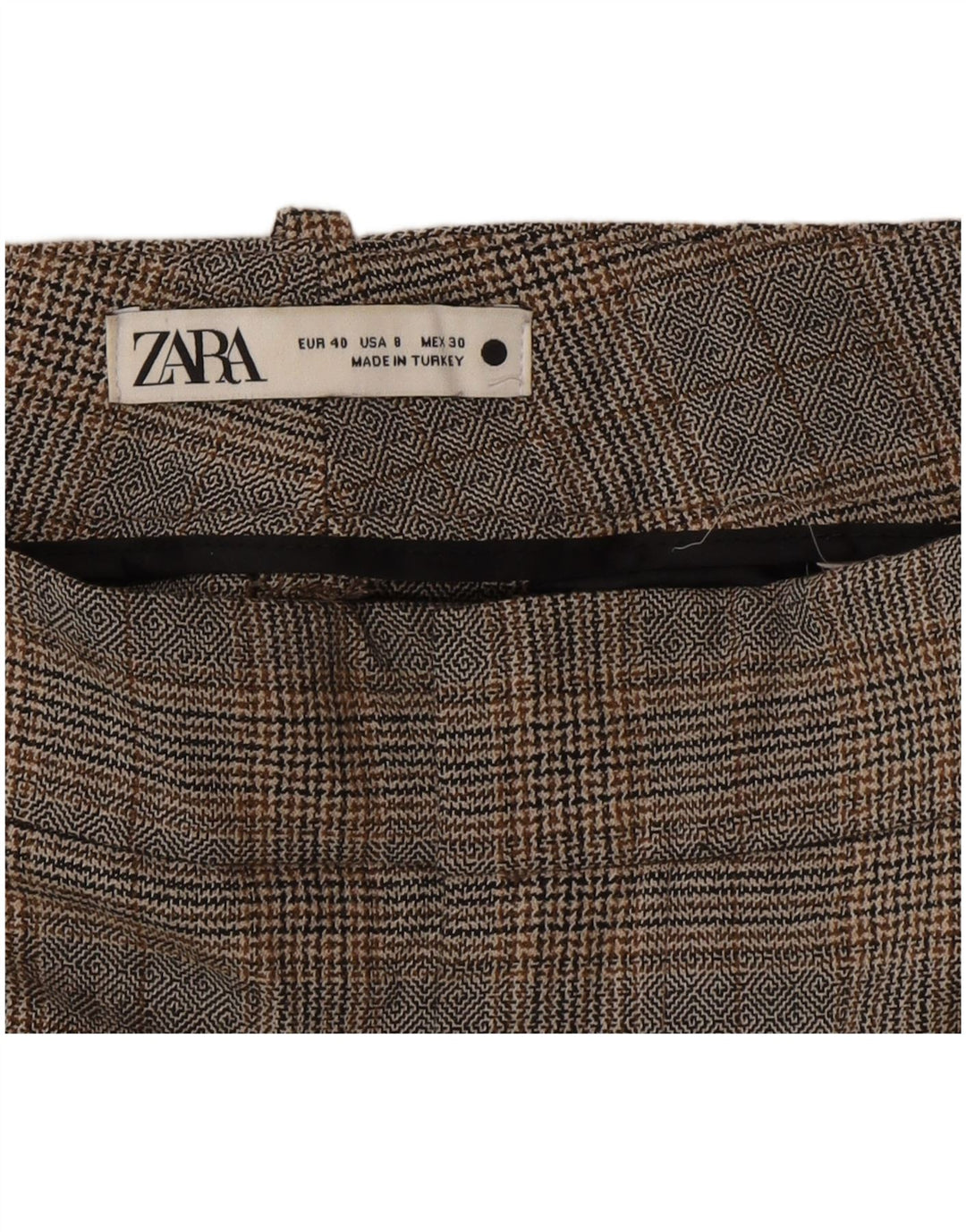 Zara Womens Cropped Trousers EU 40 Medium W30 L28  Grey Check Polyester