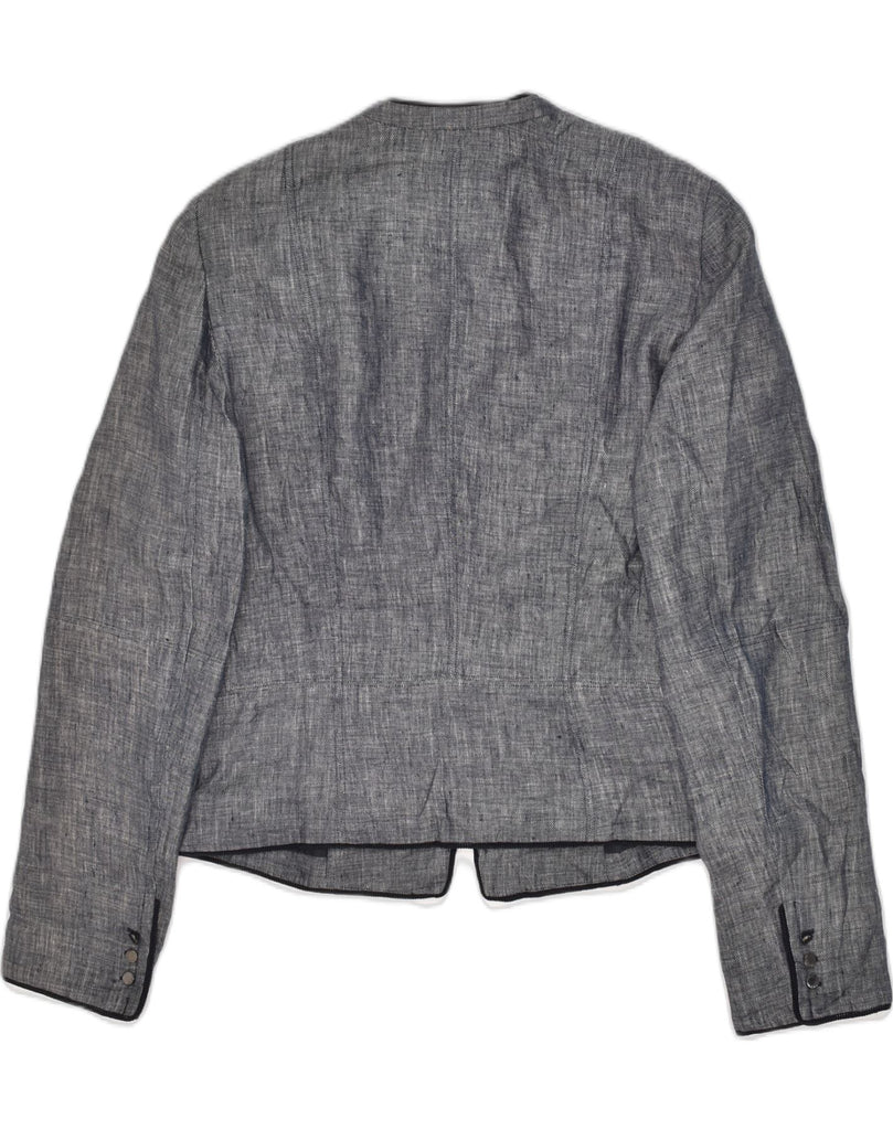 CALVIN KLEIN Womens 5 Button Blazer Jacket US 12 Large Grey Linen | Vintage Calvin Klein | Thrift | Second-Hand Calvin Klein | Used Clothing | Messina Hembry 