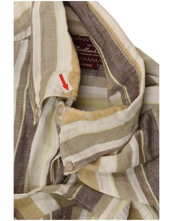 Marlboro Classics Mens Shirt Large Multicoloured Striped Linen