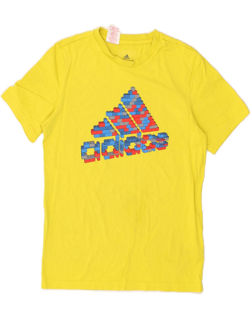 ADIDAS Boys Graphic T-Shirt Top 13-14 Years Yellow Cotton | Vintage Adidas | Thrift | Second-Hand Adidas | Used Clothing | Messina Hembry 