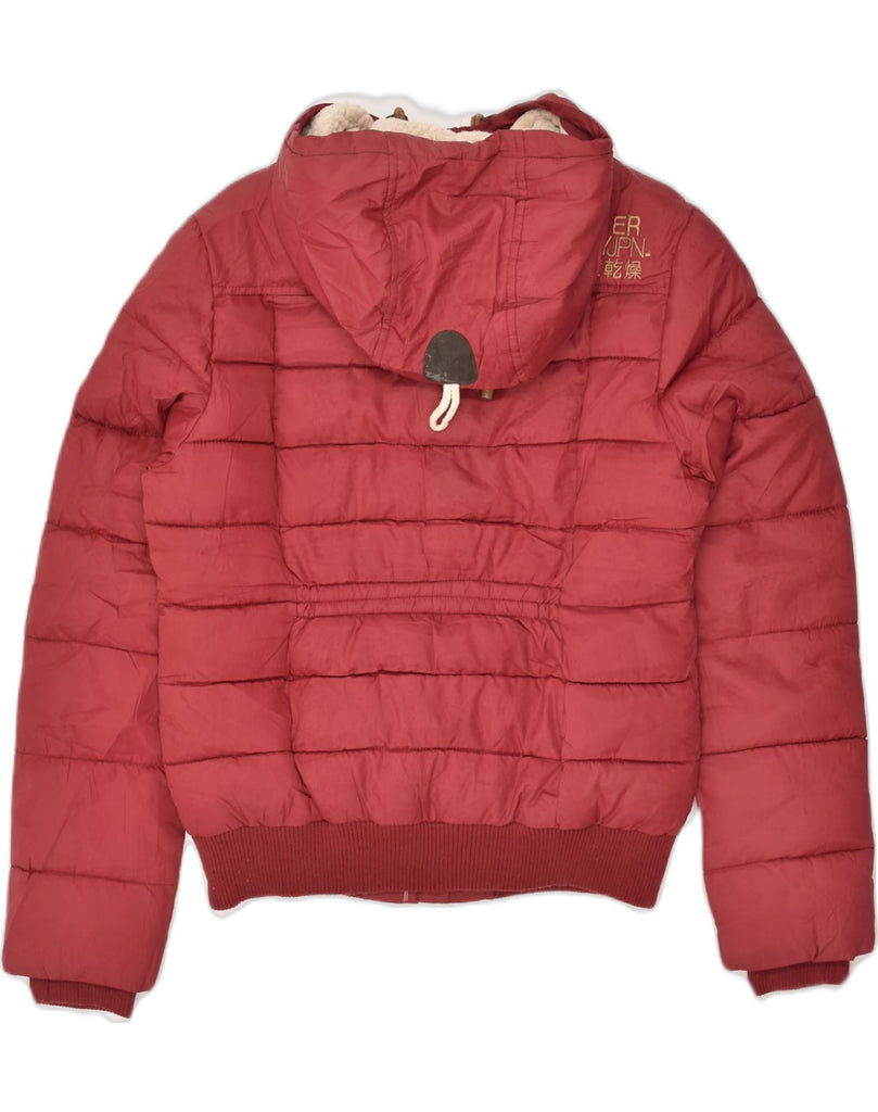 SUPERDRY Womens Hooded Padded Jacket UK 16 Large Red Polyester | Vintage Superdry | Thrift | Second-Hand Superdry | Used Clothing | Messina Hembry 