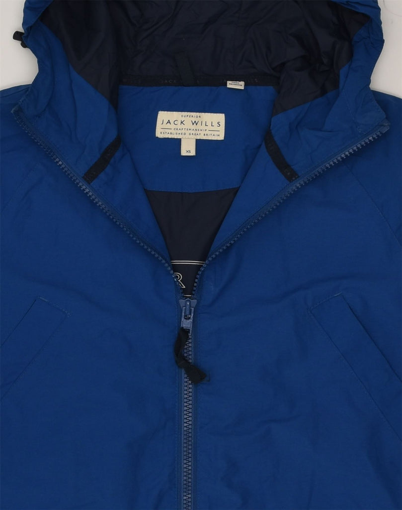 JACK WILLS Mens Hooded Rain Jacket UK 34 XS Blue Polyester | Vintage Jack Wills | Thrift | Second-Hand Jack Wills | Used Clothing | Messina Hembry 