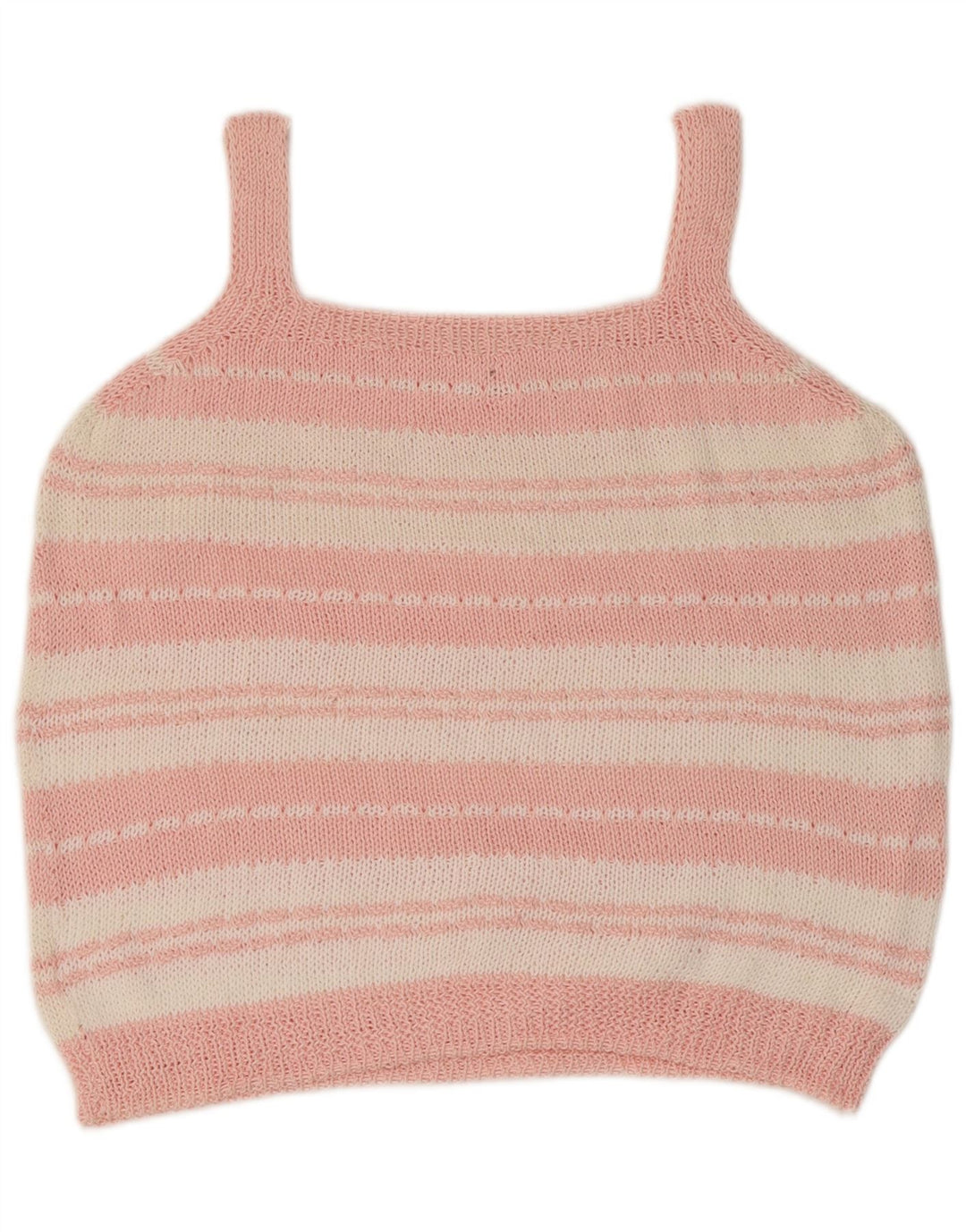 VINTAGE Womens Knit Cami Top UK 14 Large Pink Striped