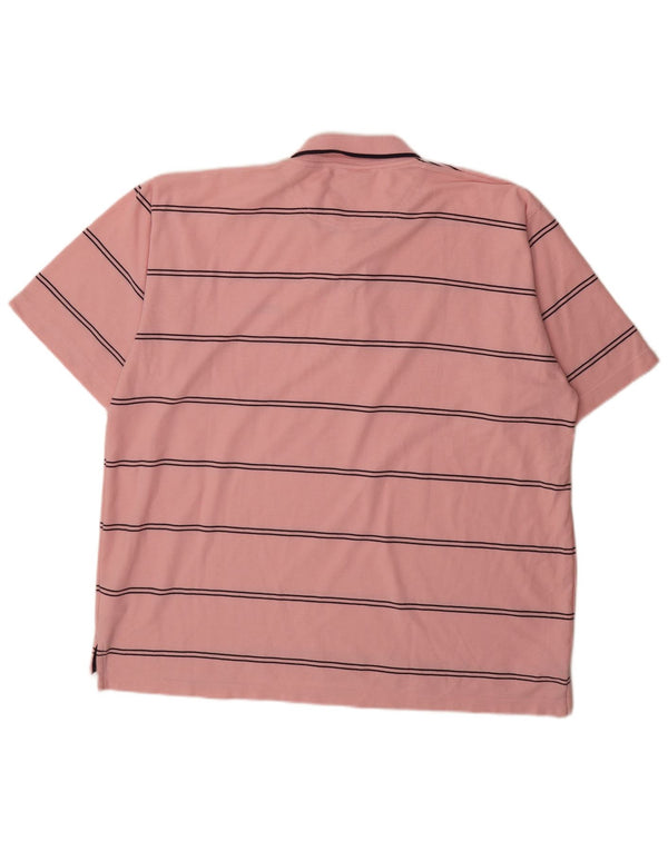 Umbro Mens Polo Shirt 2XL Pink Striped Polyester