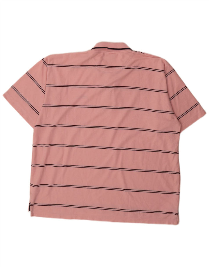 Umbro Mens Polo Shirt 2XL Pink Striped Polyester