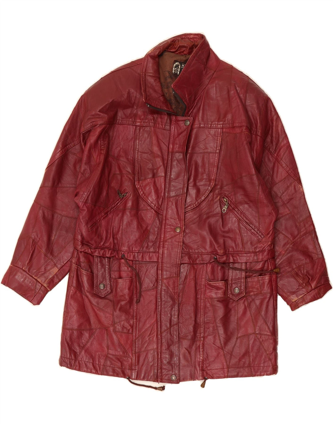VINTAGE Womens Leather Coat UK 18 XL Maroon Leather Vintage Vintage and Second-Hand Vintage from Messina Hembry 