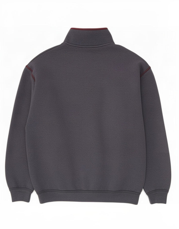 Roby Mens Button Neck Sweatshirt Jumper Medium Navy Blue Colourblock Cotton