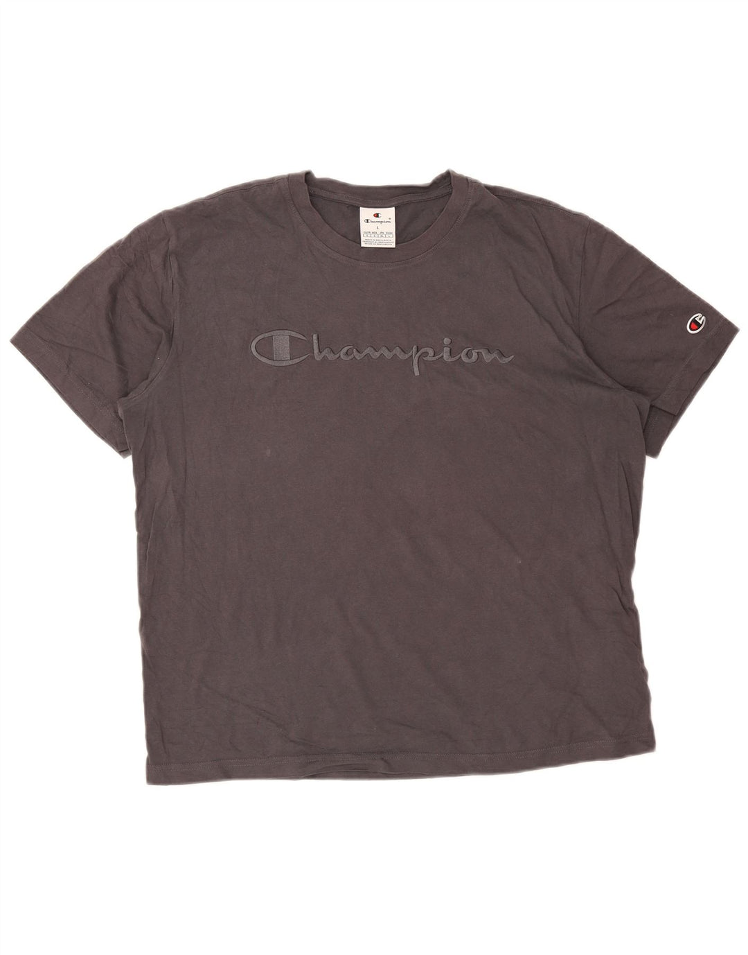 Champion Mens Graphic T-Shirt Top Large Grey Cotton
