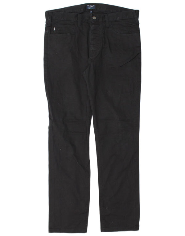Armani Mens Straight Casual Trousers W34 L30 Black Cotton