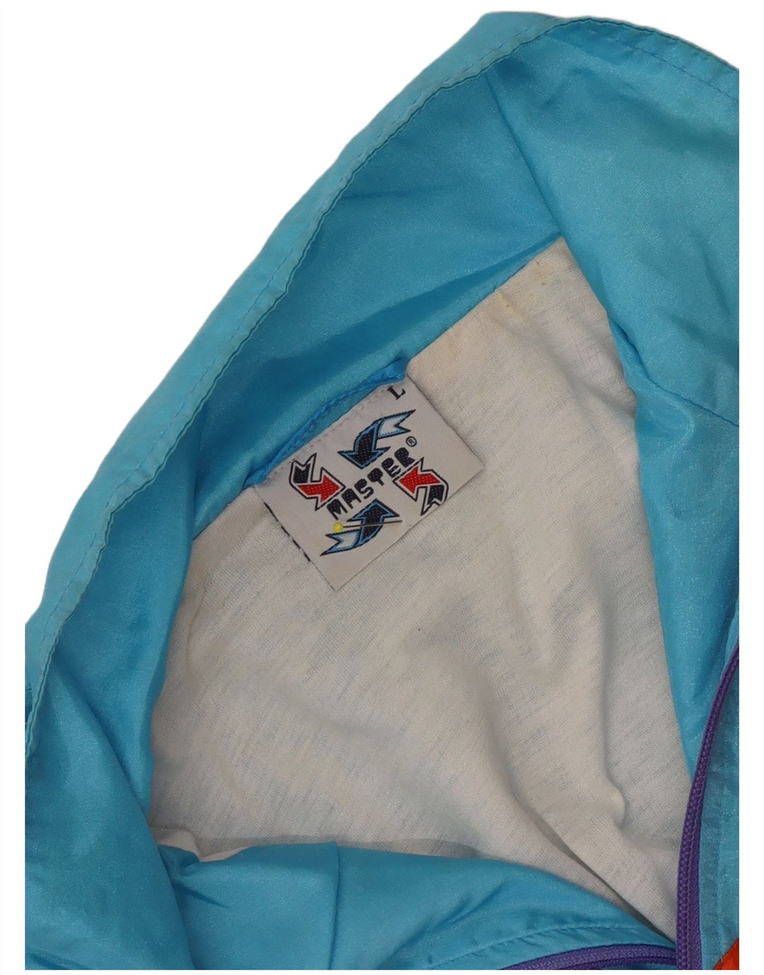 Master Mens Tracksuit Top Jacket Large Multicoloured Colourblock Nylon