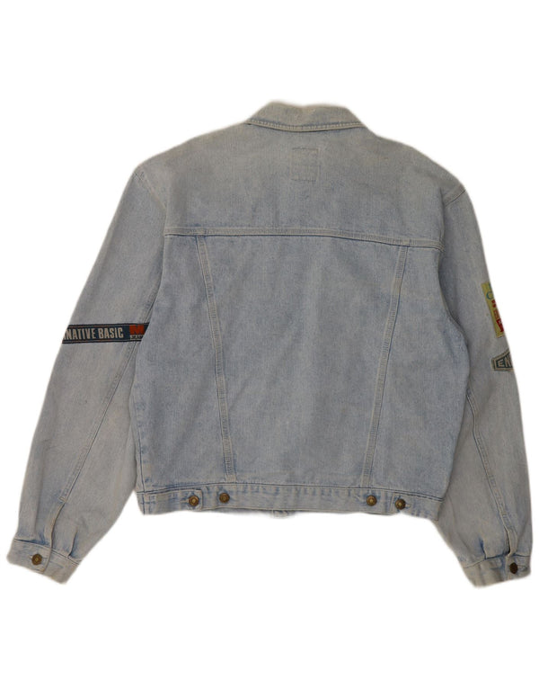 Movi Mento Mens Graphic Denim Jacket UK 42 XL Blue Cotton