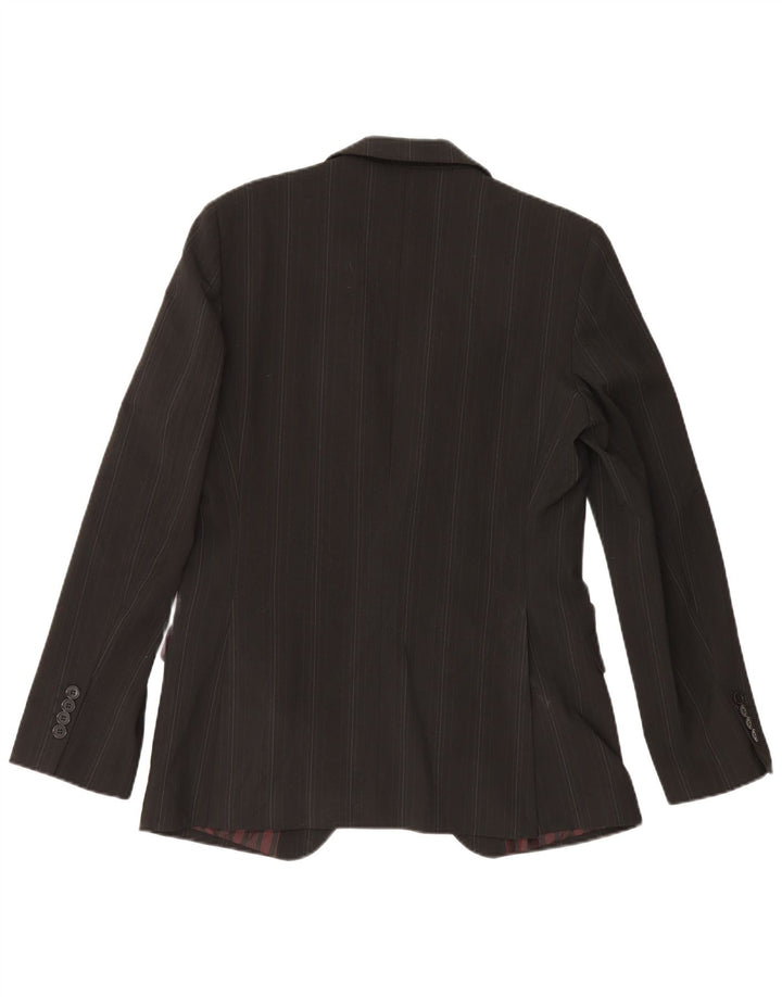 Zara Womens 1 Button Blazer Jacket EU 50 Medium Black Pinstripe Polyester