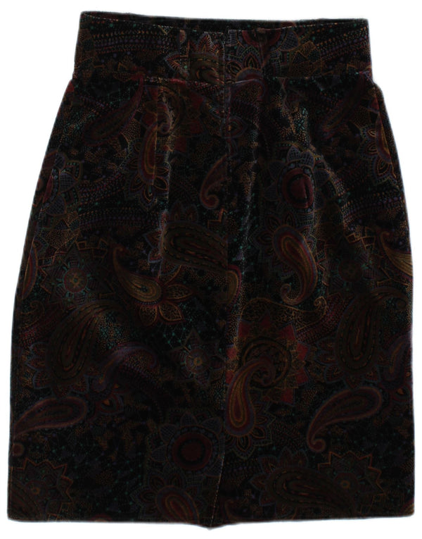 Vintage Womens Velvet Pencil Skirt IT 42 Medium W28  Brown Paisley Cotton