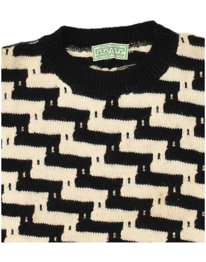 VINTAGE Womens Crew Neck Jumper Sweater UK 16 Large Black Geometric | Vintage Vintage | Thrift | Second-Hand Vintage | Used Clothing | Messina Hembry 