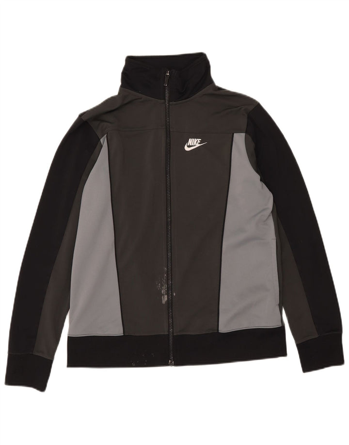 Nike Boys Tracksuit Top Jacket 13-14 Years XL Grey Colourblock Polyester