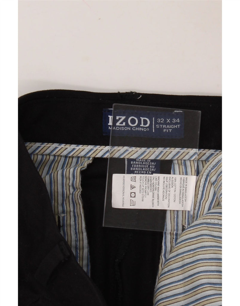 IZOD Mens Straight Chino Trousers W32 L34 Black Cotton Vintage Izod and Second-Hand Izod from Messina Hembry 