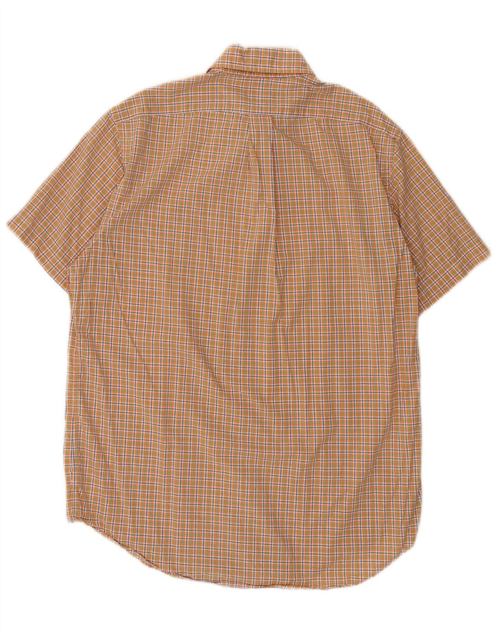 Ralph Lauren Mens Short Sleeve Shirt Medium Orange Check Cotton