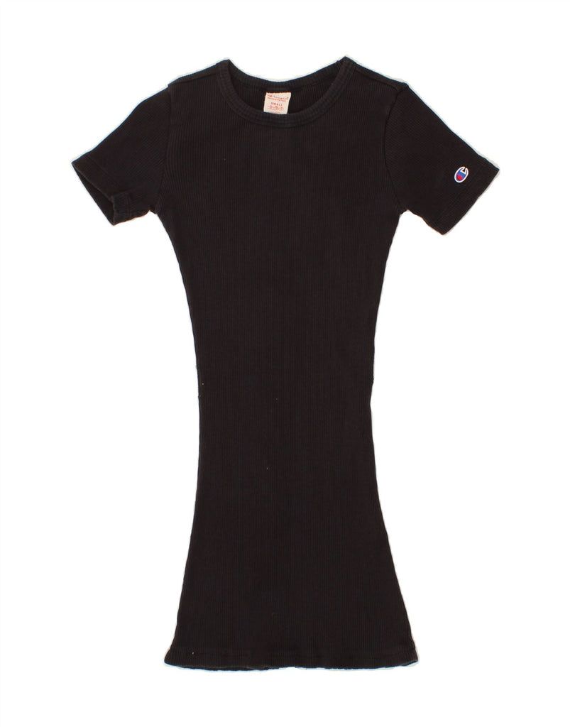 CHAMPION Womens T-Shirt Dress UK 8 Small Black Cotton Vintage Champion and Second-Hand Champion from Messina Hembry 