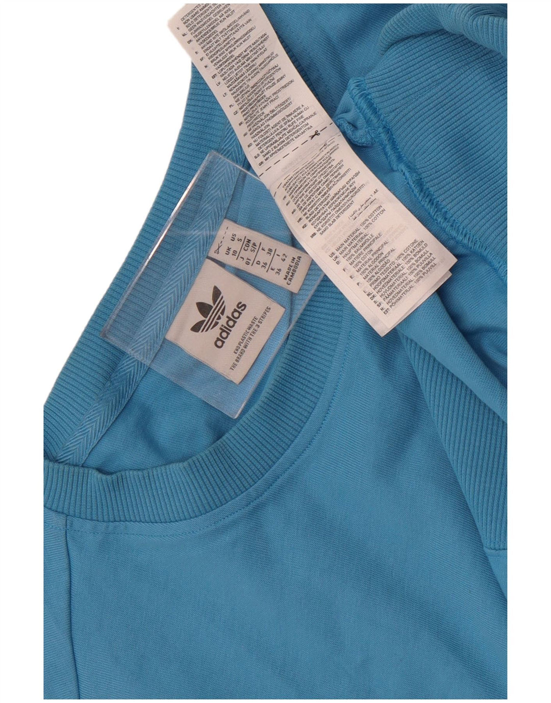 Adidas Womens Short Sleeve Oversized Sweatshirt Jumper UK 10 Small Blue
