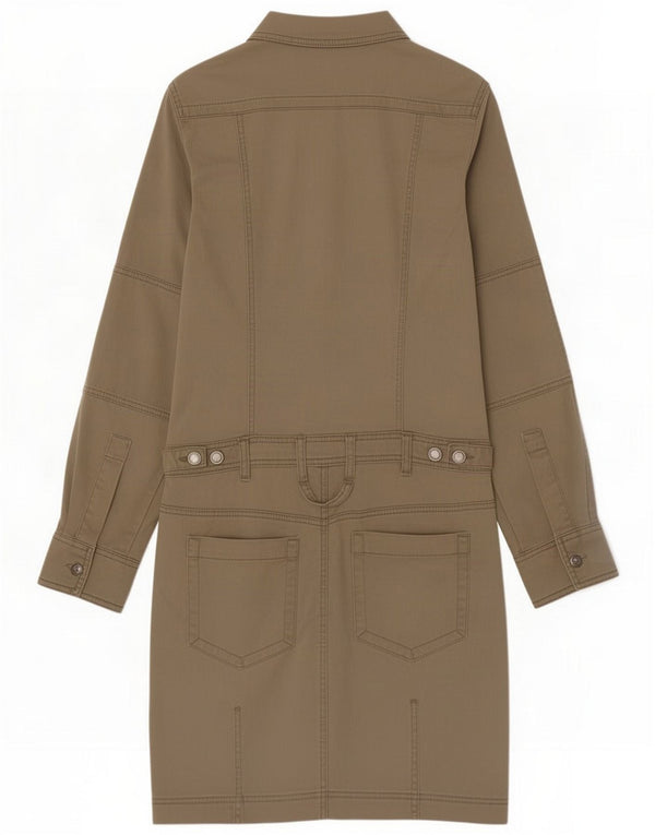 Diesel Womens Long Sleeve Shirt Dress UK 10 Small Khaki Cotton