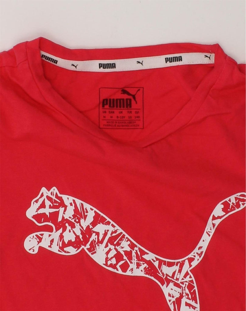 PUMA Girls Graphic T-Shirt Top 9-10 Years Red Cotton | Vintage Puma | Thrift | Second-Hand Puma | Used Clothing | Messina Hembry 