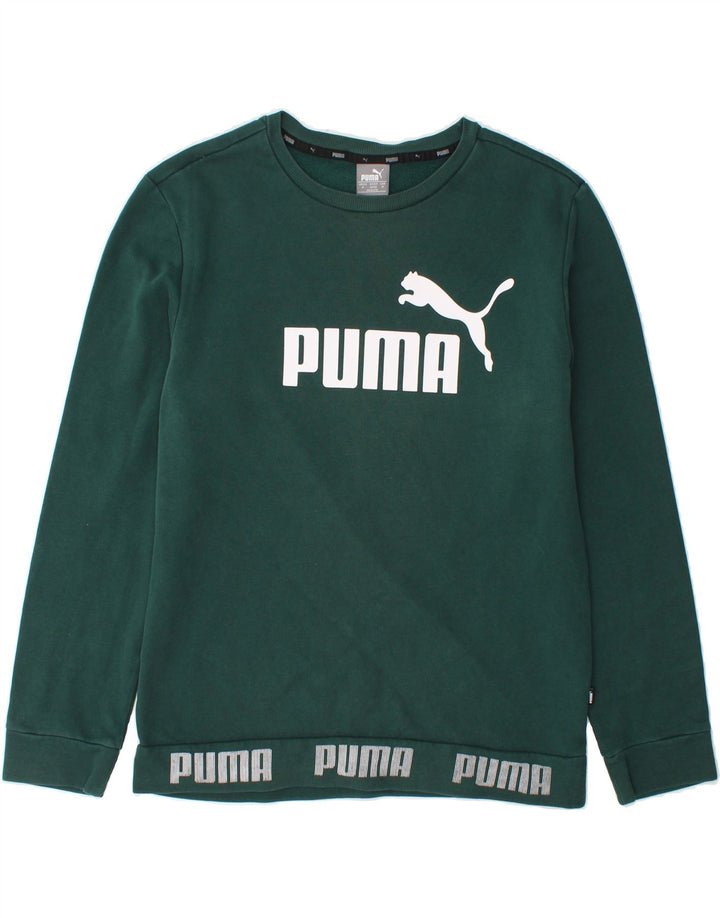 PUMA Mens Graphic Sweatshirt Jumper Medium Green Cotton Vintage Puma and Second-Hand Puma from Messina Hembry 