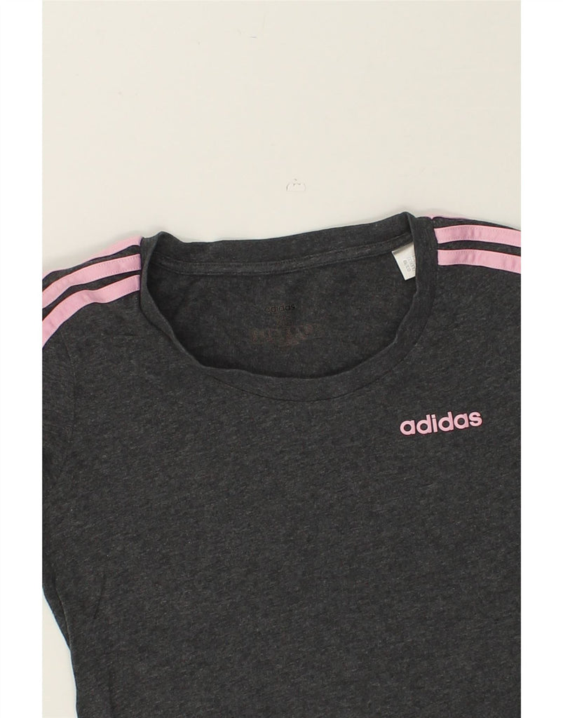 ADIDAS Womens T-Shirt Top UK 6 XS Grey Flecked Cotton | Vintage Adidas | Thrift | Second-Hand Adidas | Used Clothing | Messina Hembry 