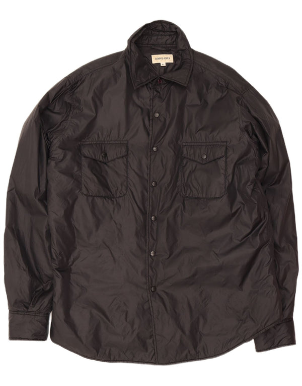 Alberto Aspesi Mens Bomber Jacket UK 42 XL Black Polyamide