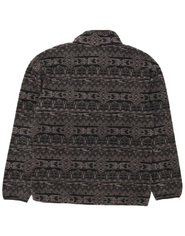 Columbia Mens Button Neck Fleece Jumper Medium Grey Geometric Polyester