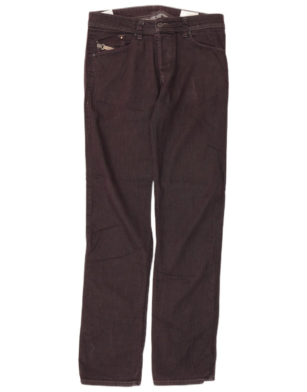 Diesel Mens Darron Regular Slim Tapered Jeans W30 L34 Burgundy Cotton