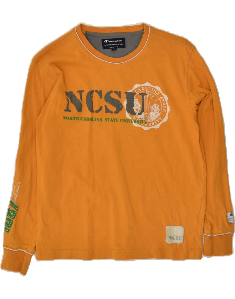 CHAMPION Boys Graphic Sweatshirt Jumper 9-10 Years Medium  Orange Cotton | Vintage Champion | Thrift | Second-Hand Champion | Used Clothing | Messina Hembry 