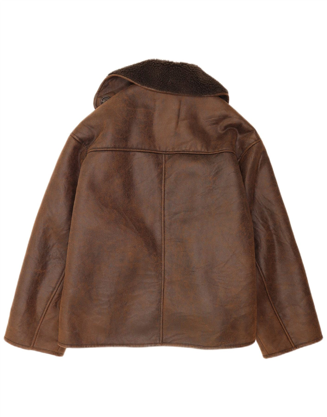 Zara Womens Oversized Sherpa Jacket UK 2 2XS Brown Polyester