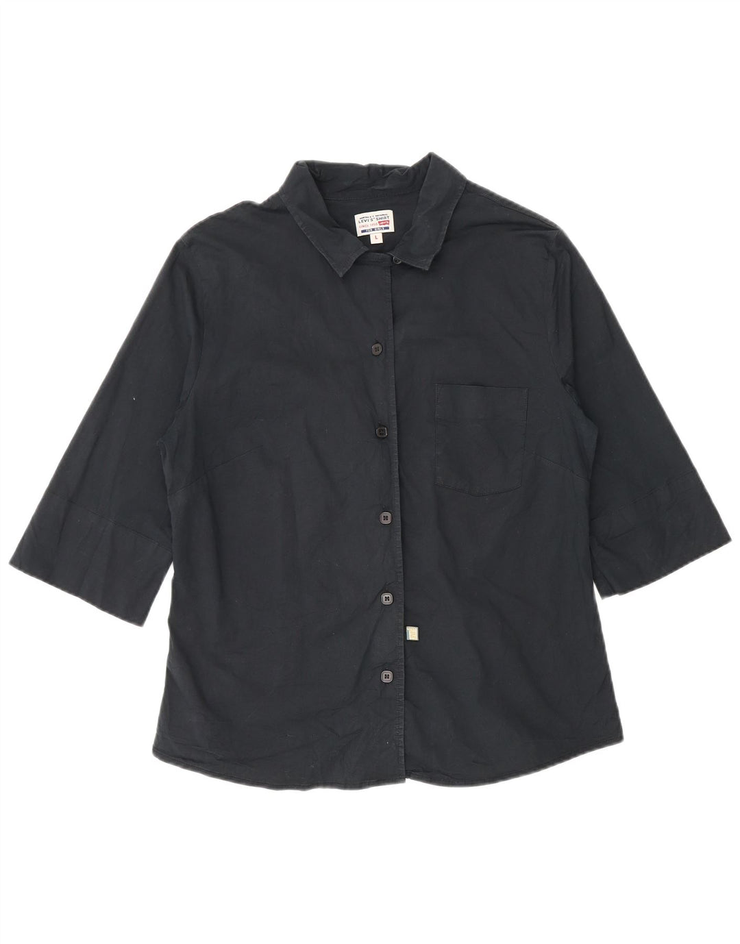 Levi's Womens 3/4 Sleeve Shirt UK 14 Large Black Cotton