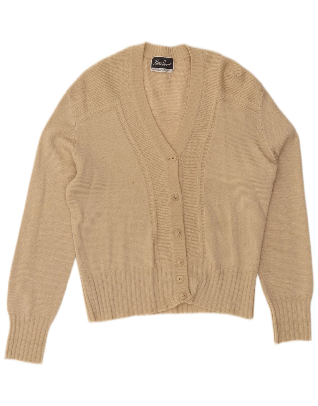 Luisa Spagnoli Womens Cardigan Sweater UK 12 Medium Beige Wool