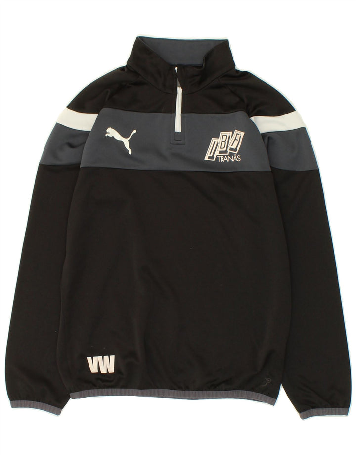 PUMA Boys Graphic Zip Neck Pullover Tracksuit Top 13-14 Years Black | Vintage Puma | Thrift | Second-Hand Puma | Used Clothing | Messina Hembry 