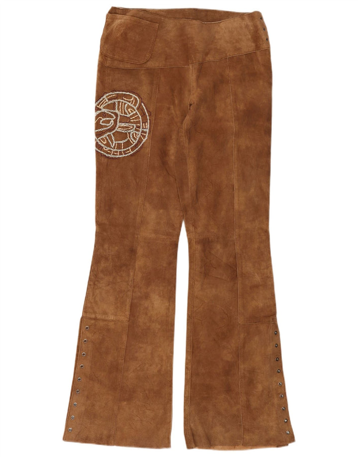 Vintage Womens Bootcut Suede Trousers Medium W30 L33 Brown Leather