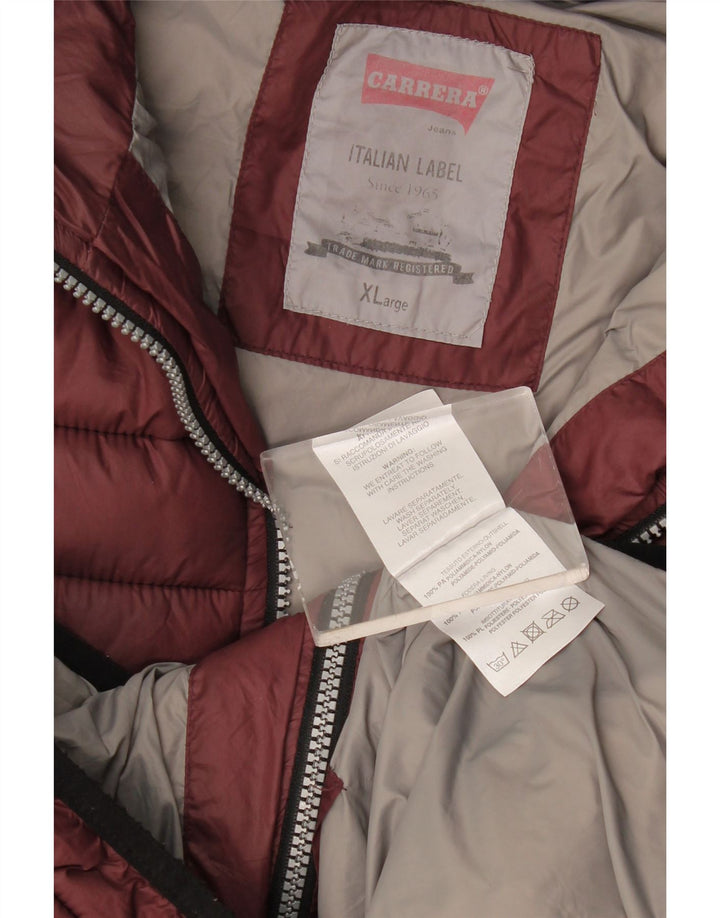 Carrera Mens Hooded Padded Jacket XL Burgundy Polyamide