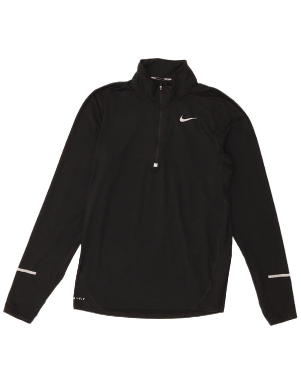 Nike Mens Dri Fit Zip Neck Pullover Tracksuit Top Small Black Polyester