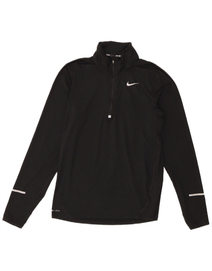 Nike Mens Dri Fit Zip Neck Pullover Tracksuit Top Small Black Polyester