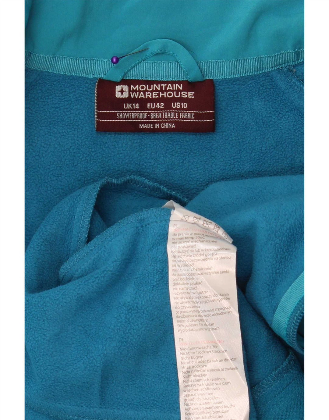 Mountain Warehouse Womens Tracksuit Top Jacket UK 14 Large Blue Polyester