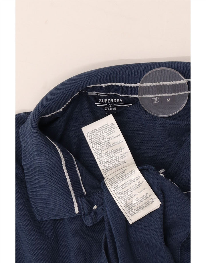 Superdry Mens Polo Shirt Medium Navy Blue Cotton
