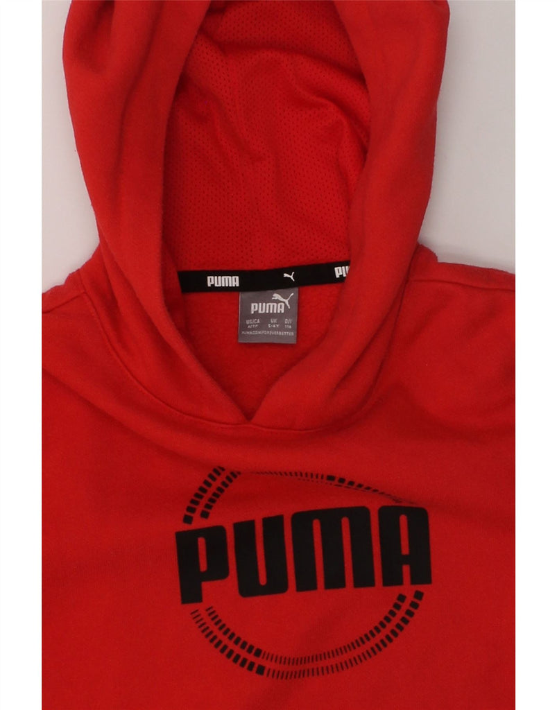 PUMA Boys Graphic Hoodie Jumper 5-6 Years Red Cotton | Vintage Puma | Thrift | Second-Hand Puma | Used Clothing | Messina Hembry 